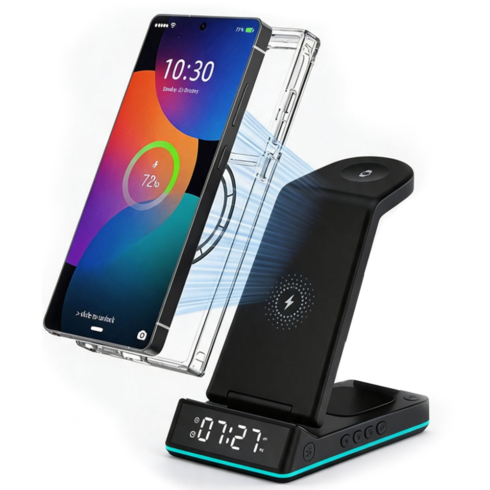 Smartwatch Watches Digital - 4-in-1 Wireless Charger Stand Alarm Clock