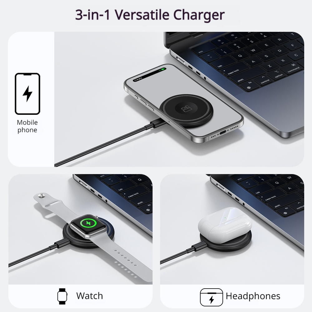 15W 3-in-1 Foldable Magnetic W - đánh giá và giá Smartwatch Phone Watches