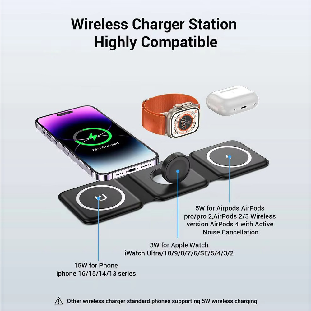 3-in-1 Magnetic Folding Wirele - đánh giá và giá Smartwatch Phone Watches